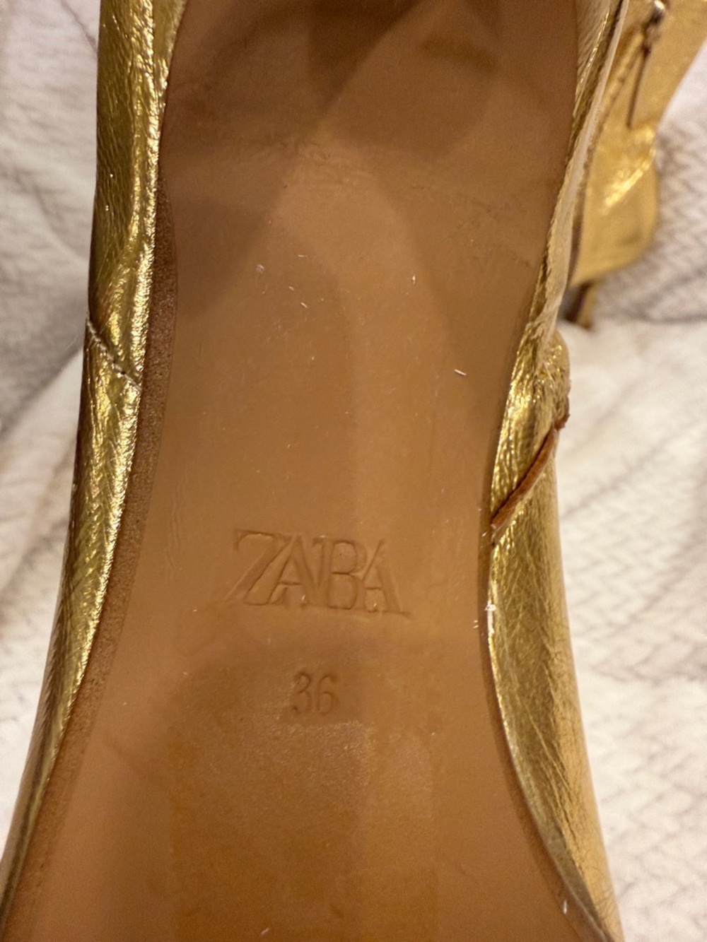 Zara Womens Metallic Gold Pointed-Toe Ankle Boots Size 36 - Picture 2 of 11